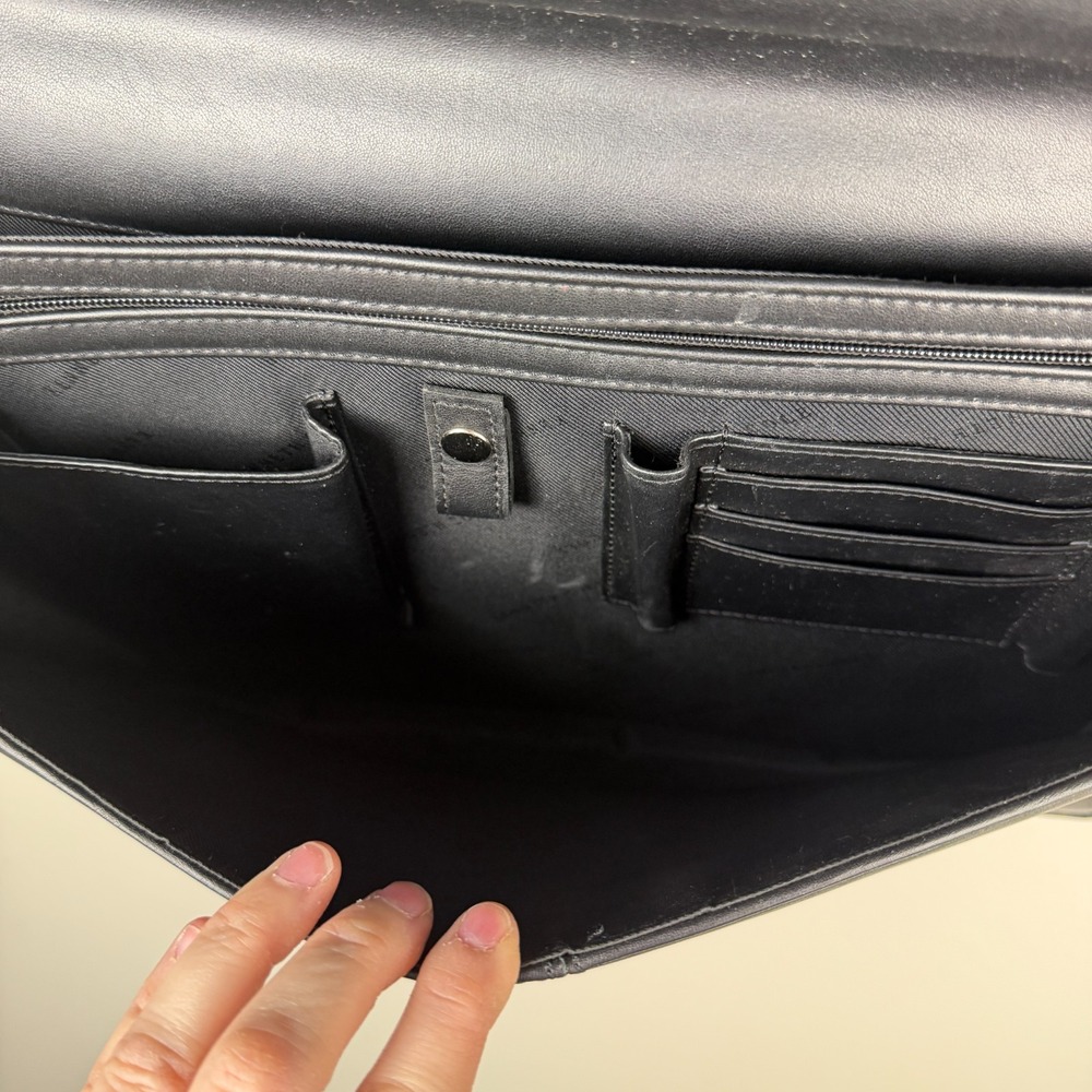 Kenneth Cole Laptop Bag Men's Black Leather Portfolio Lock Classic Top Handle - Picture 9 of 16